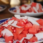 Vandmelon, granatæbler og kokos