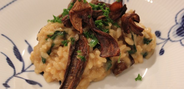 Risotto med spinat og champignon