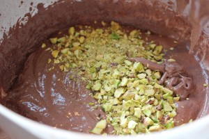 Brownie med pistacie og Carte d'or is